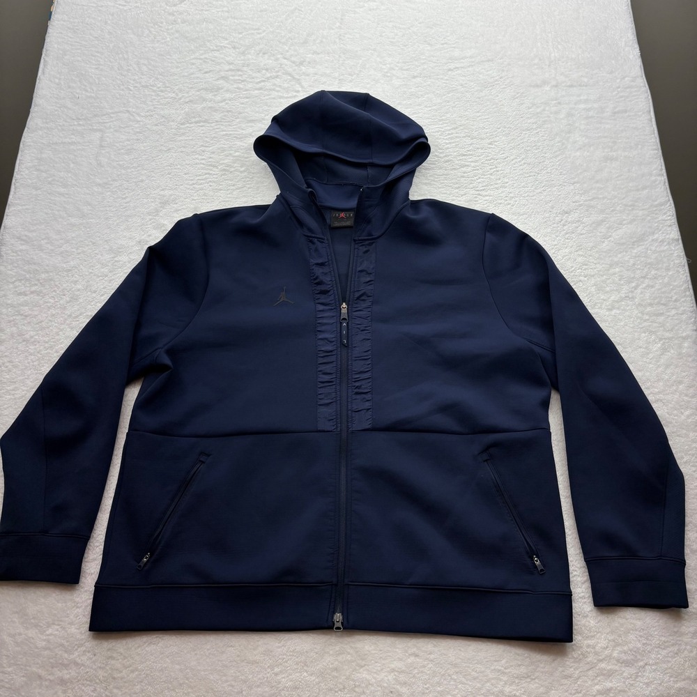 Jordan Mens XXL Navy Blue Full Zip Hoodie Jumpman Athletic Jacket Tech Style